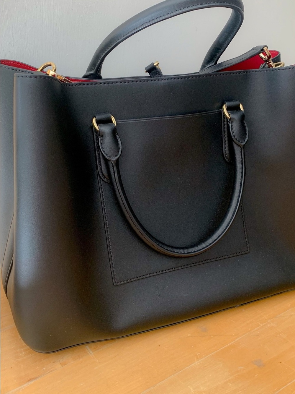 Ralph Lauren Black and Red Leather Satchel - Picture 8 of 8
